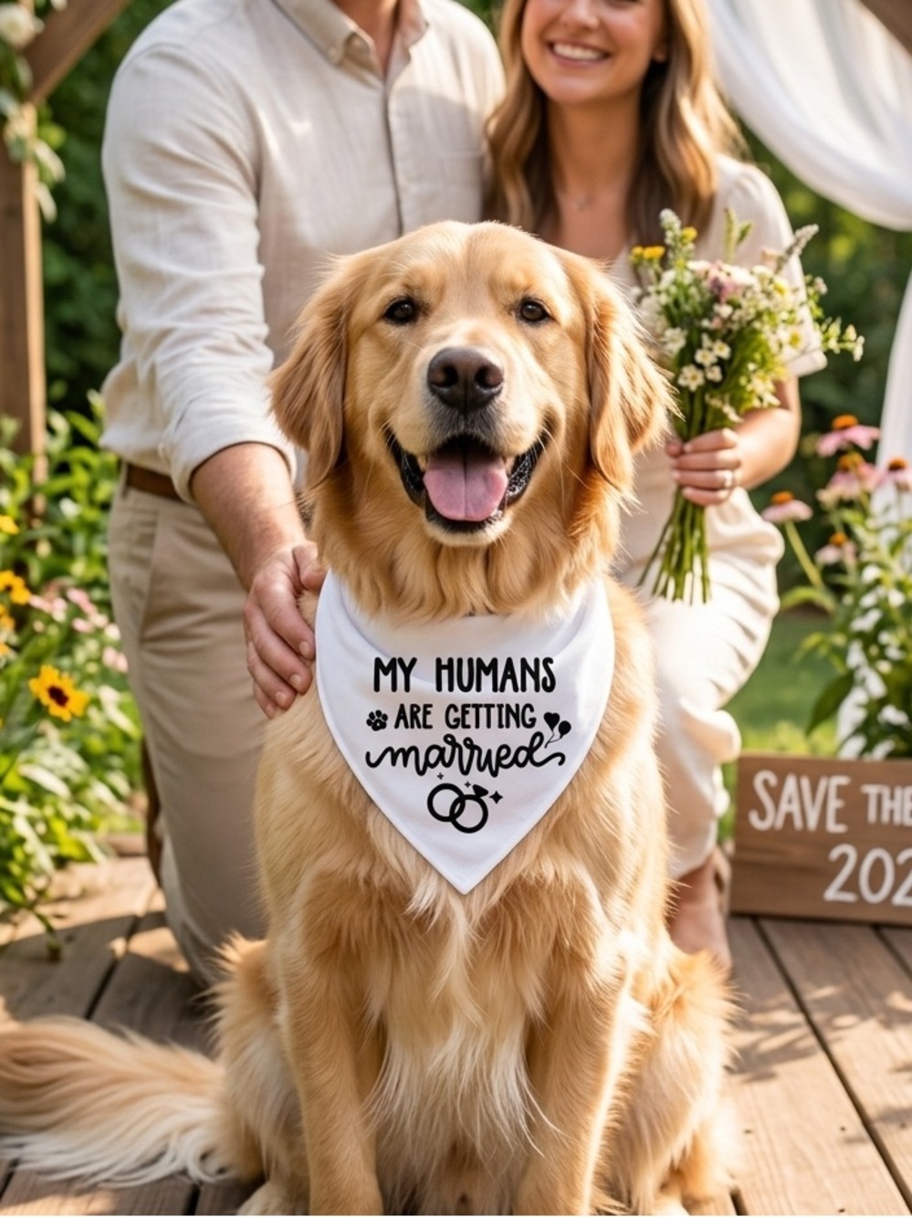 Pet Bandana “My Humans Are Getting Married" Dog Engagement Announcement Prop NEW